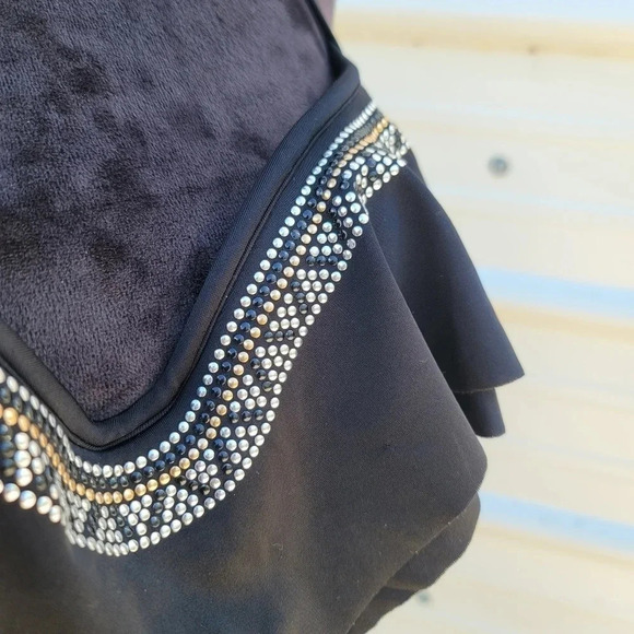 PINK by Victoria Secret Bikini Swim Top Black Studded Padded Draped Top Size XS - Picture 3 of 10